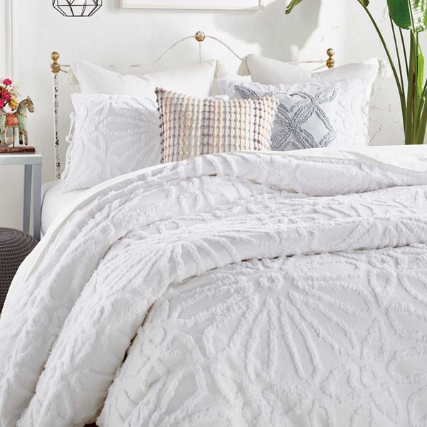 Chenille Medallion Bedding - White